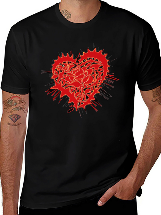 Red Rose Heart Gear Graphic T-Shirt