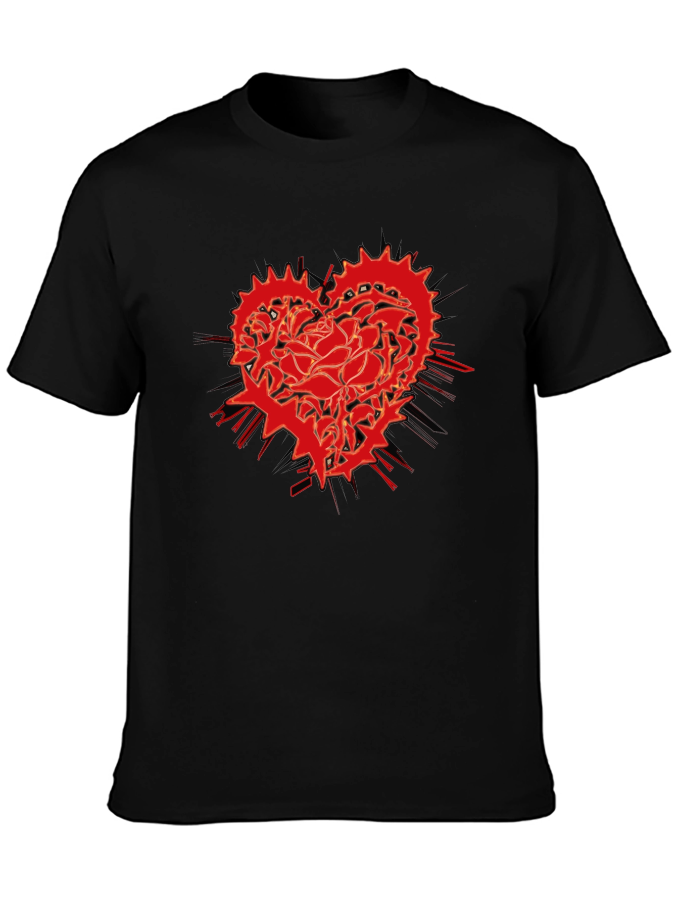 Red Rose Heart Gear Graphic T-Shirt