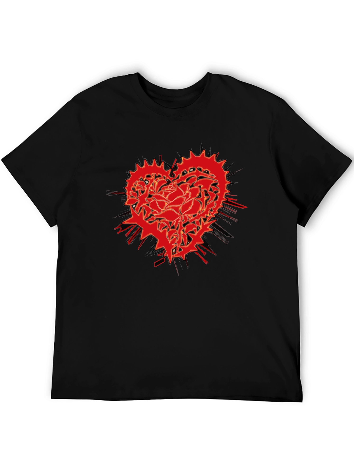 Red Rose Heart Gear Graphic T-Shirt