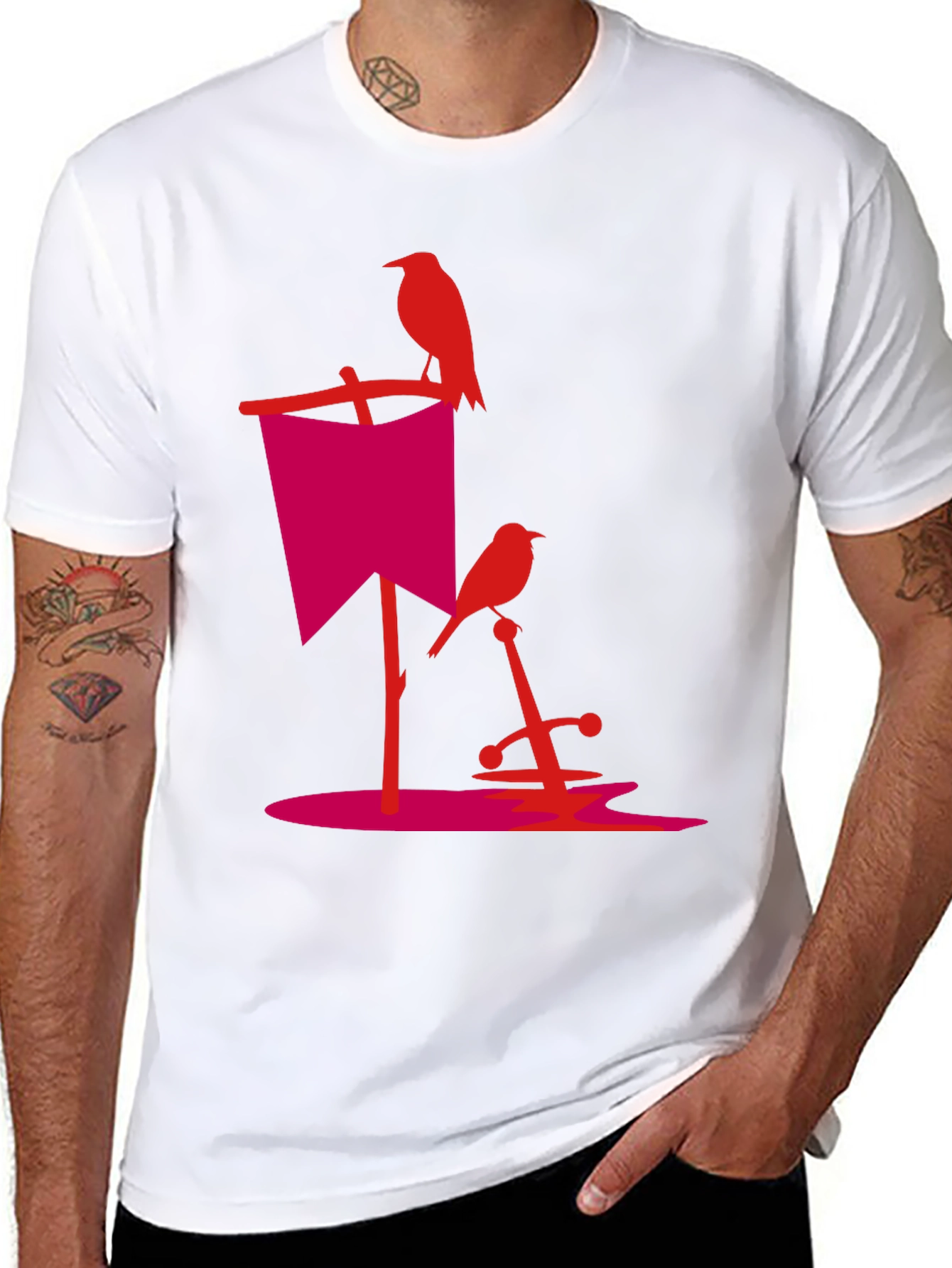 Raven & Sword Graphic Tee - Edgy Streetwear