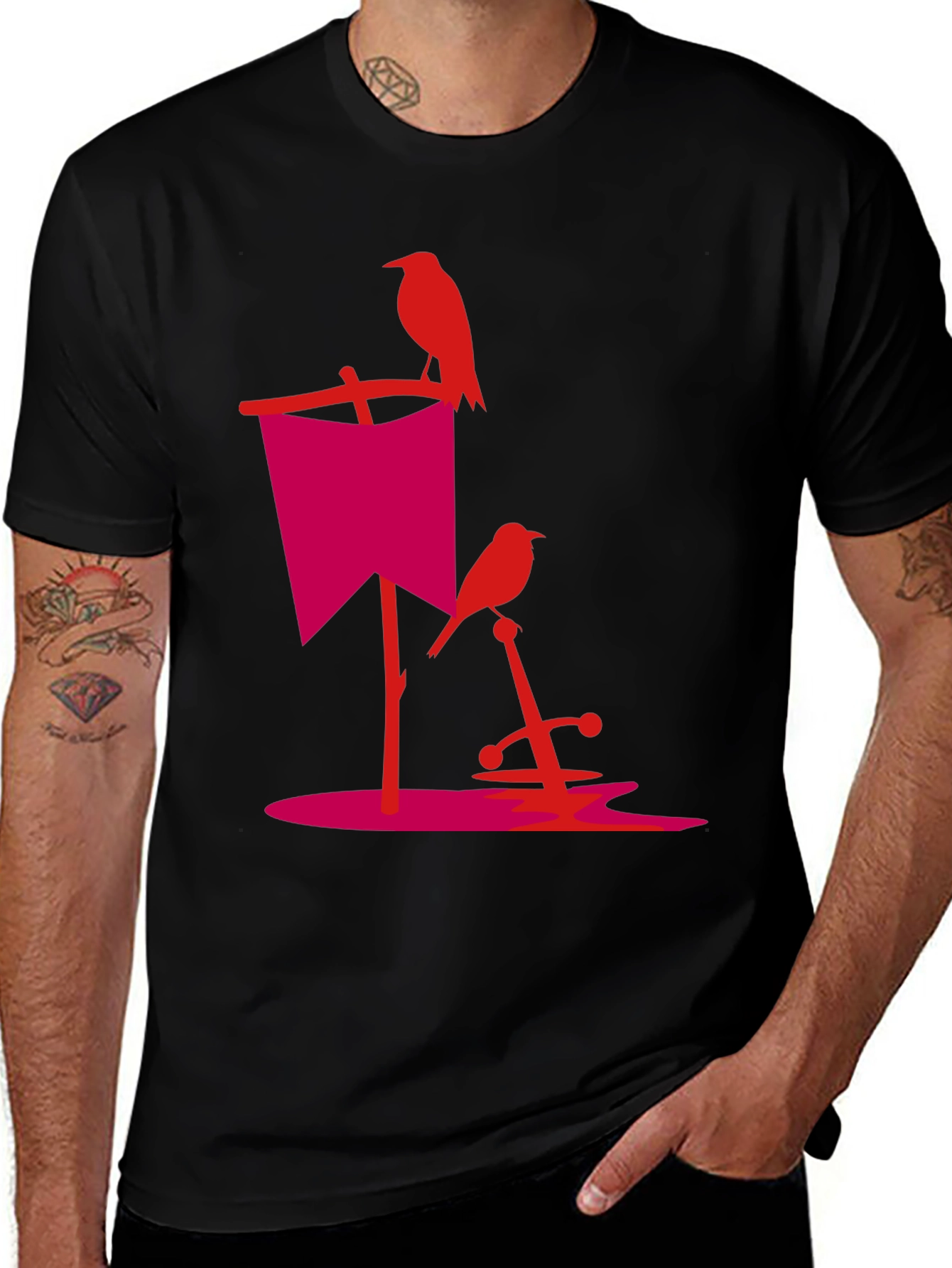 Raven & Sword Graphic Tee - Edgy Streetwear