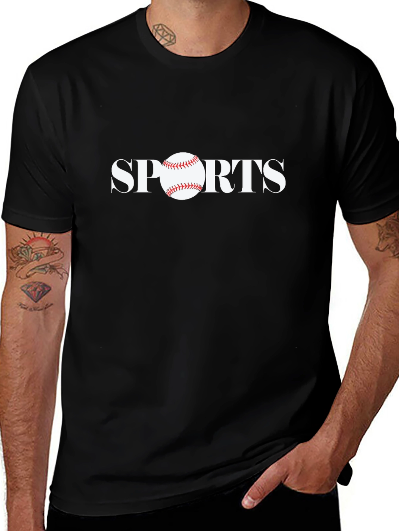 Sports Baseball Graphic Tee - Black