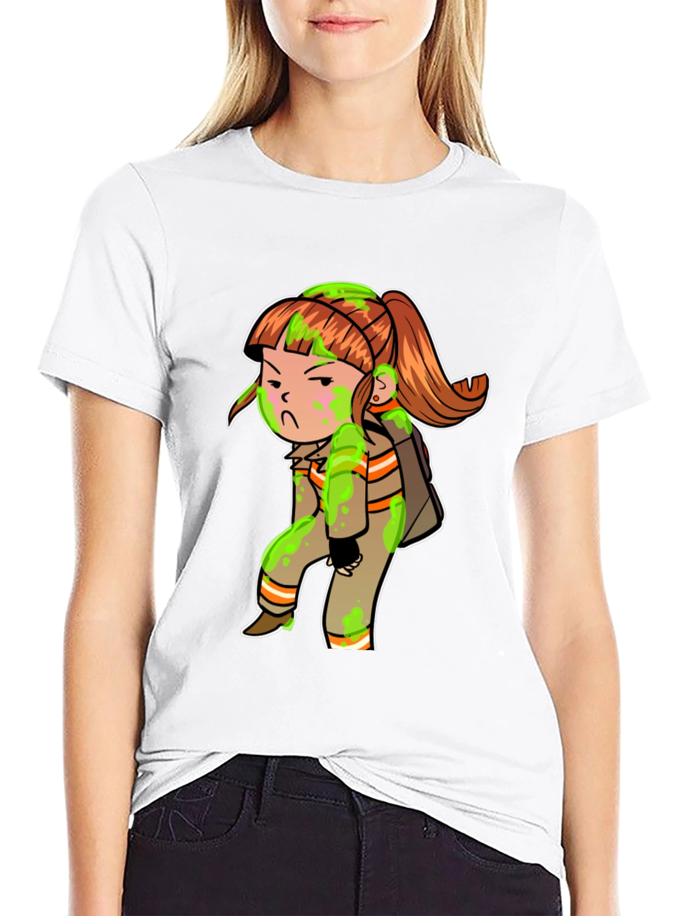 Cartoon Girl Black T-Shirt