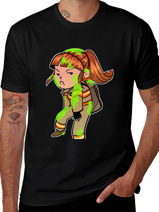Cartoon Girl Black T-Shirt