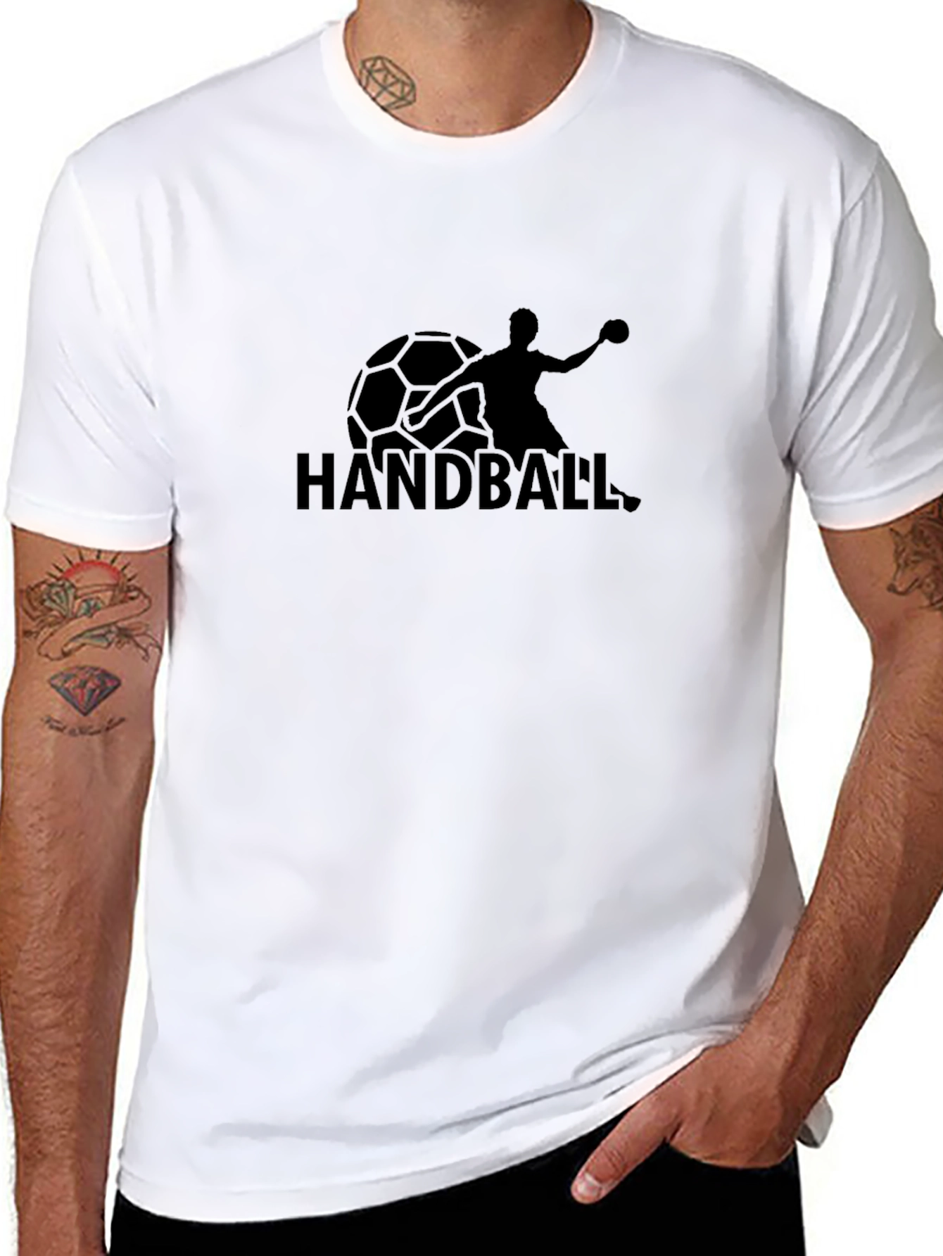 Handball Graphic Tee - Black Cotton T-Shirt