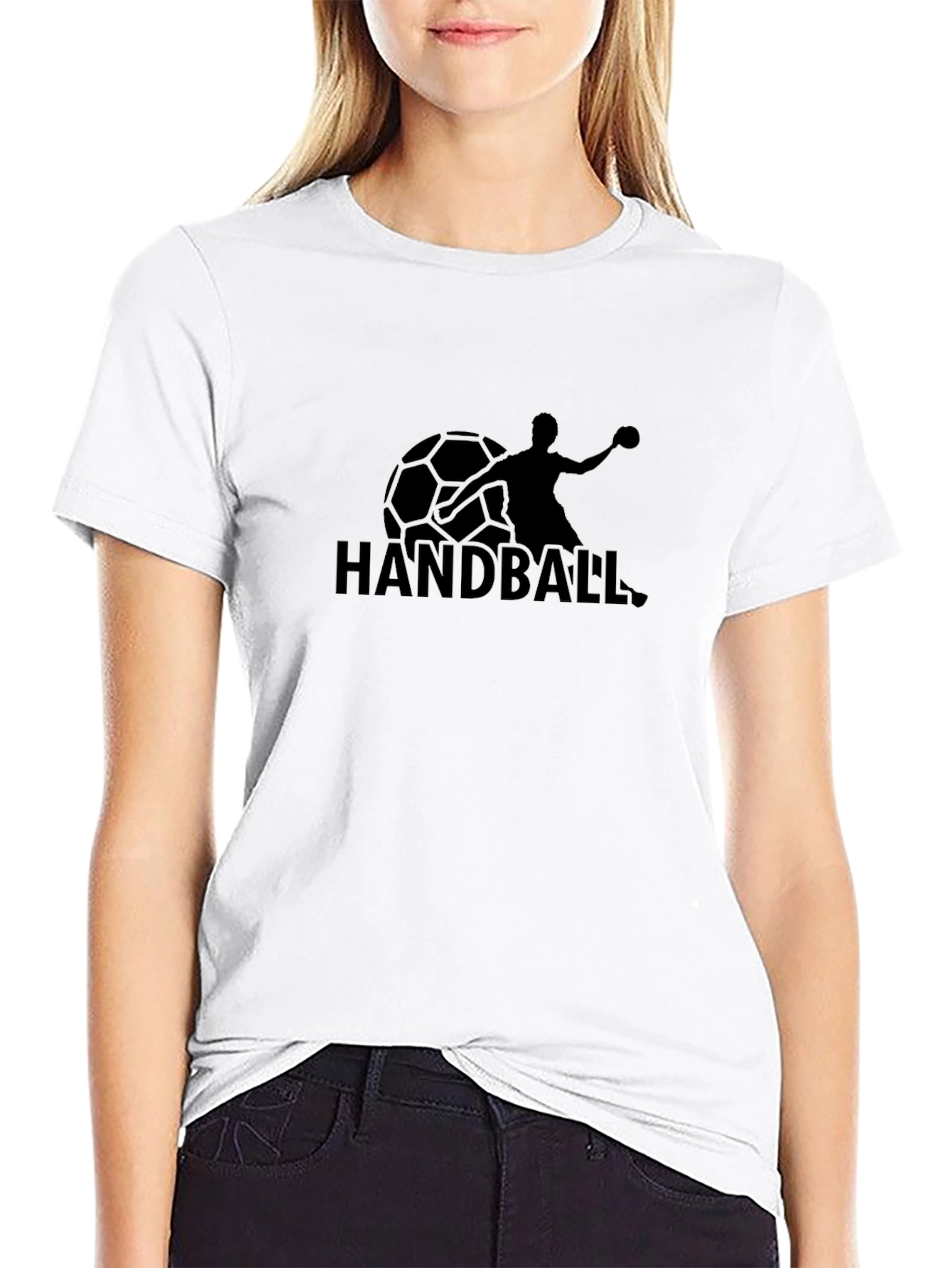 Handball Graphic Tee - Black Cotton T-Shirt