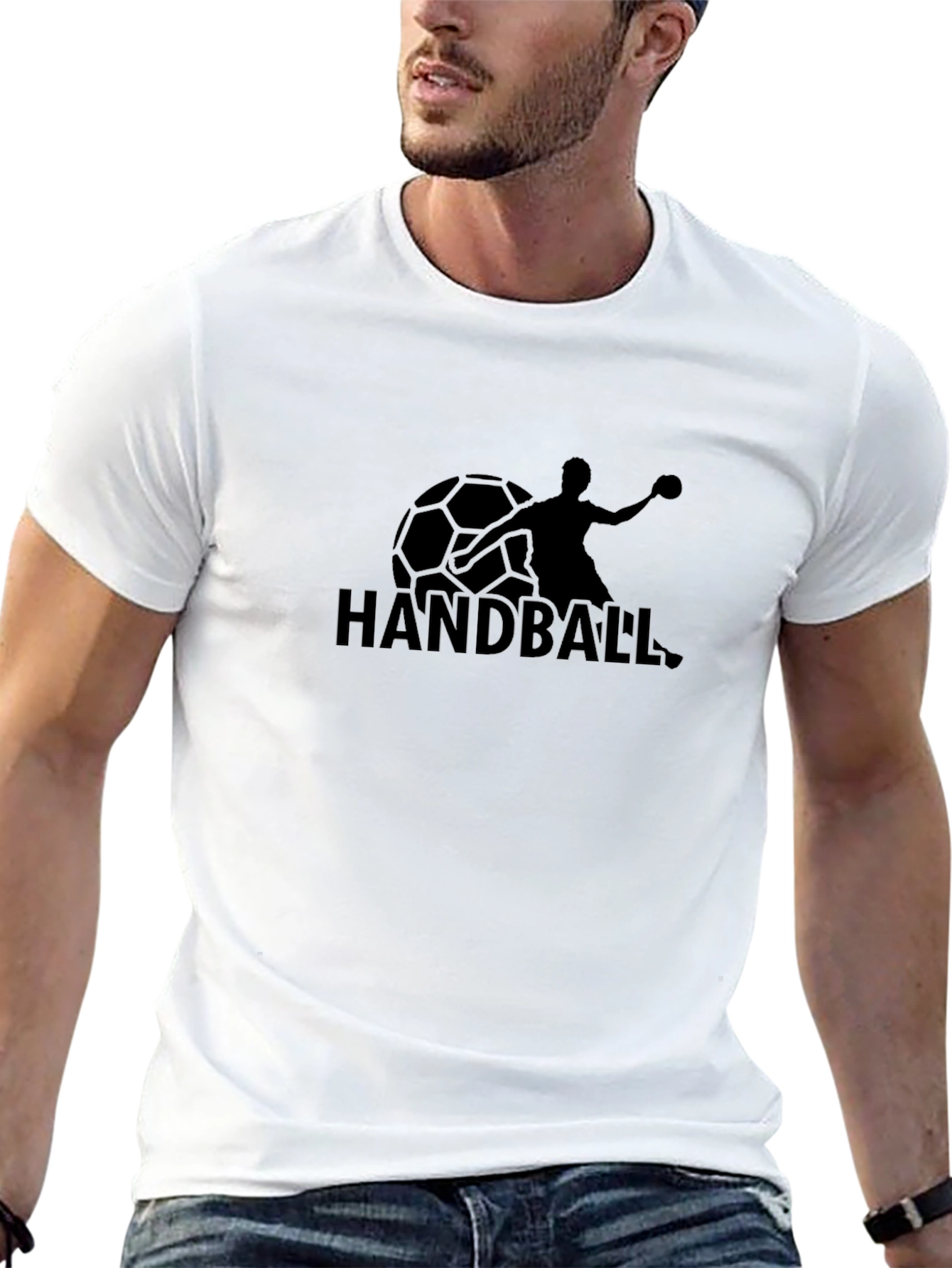 Handball Graphic Tee - Black Cotton T-Shirt