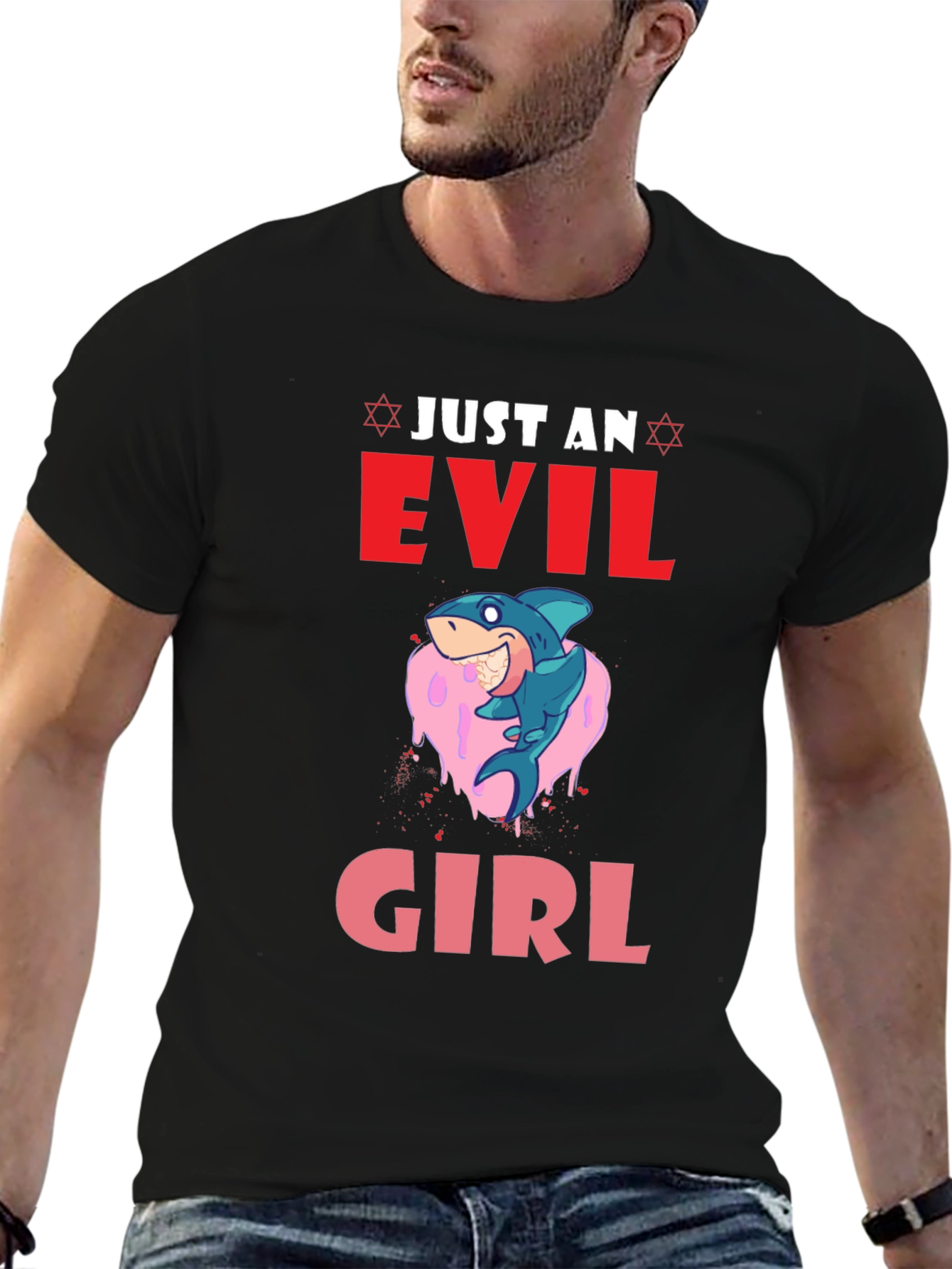 Evil Girl Shark Graphic T-Shirt