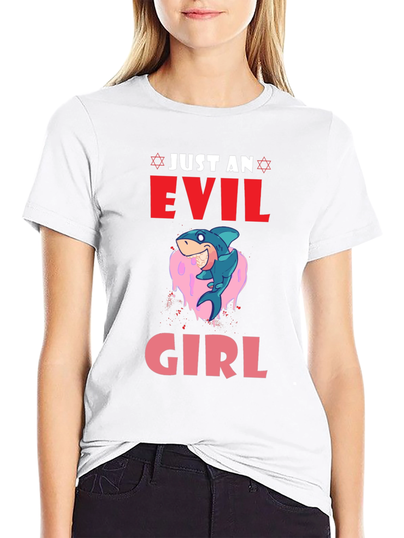 Evil Girl Shark Graphic T-Shirt