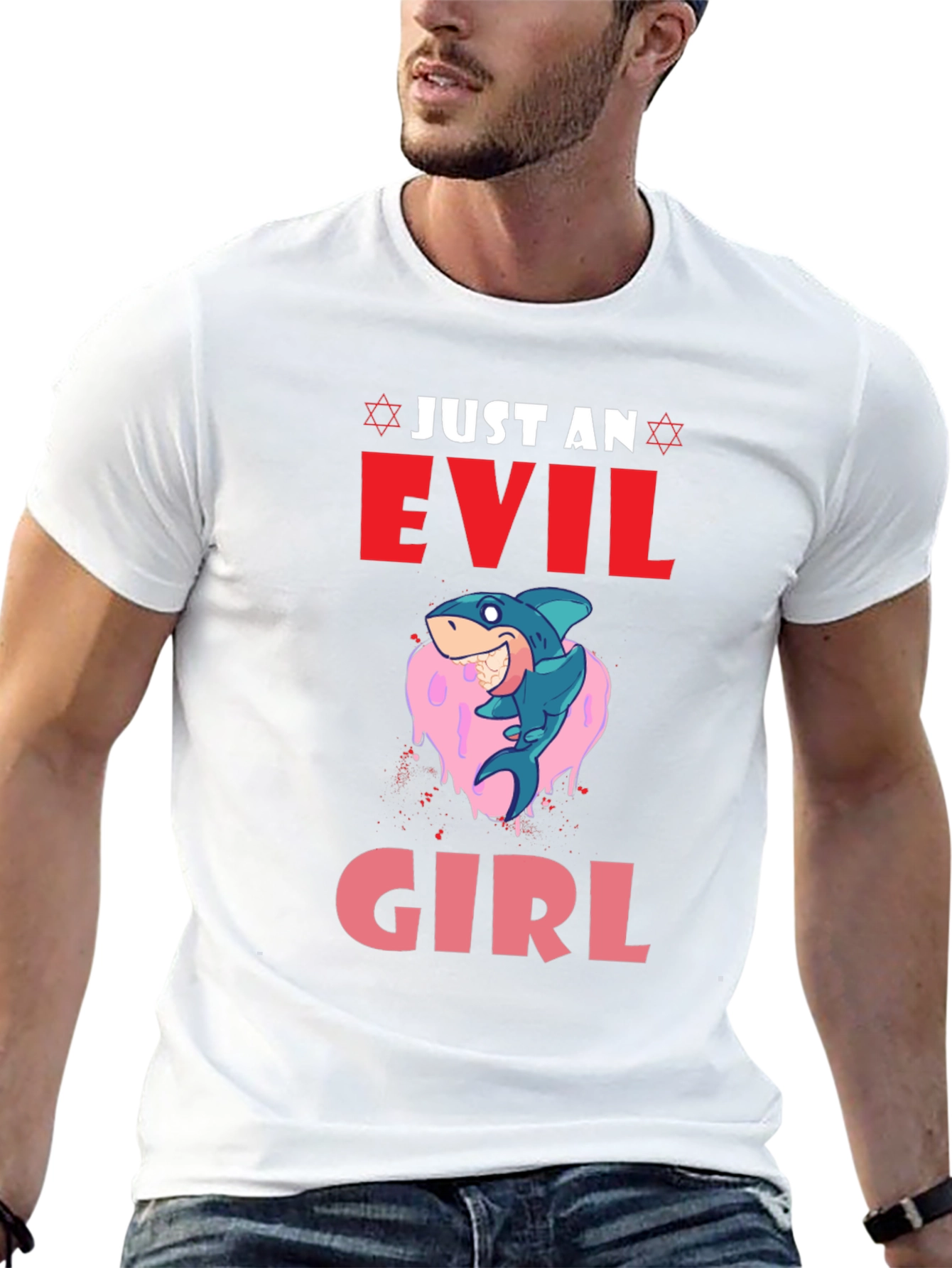 Evil Girl Shark Graphic T-Shirt