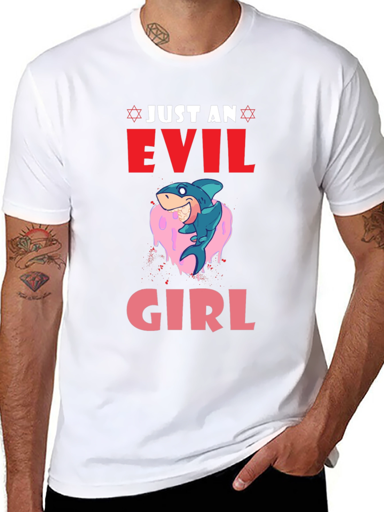 Evil Girl Shark Graphic T-Shirt
