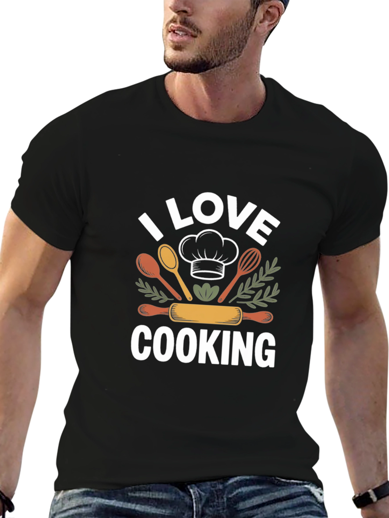 I Love Cooking Black T-Shirt Chef Gift