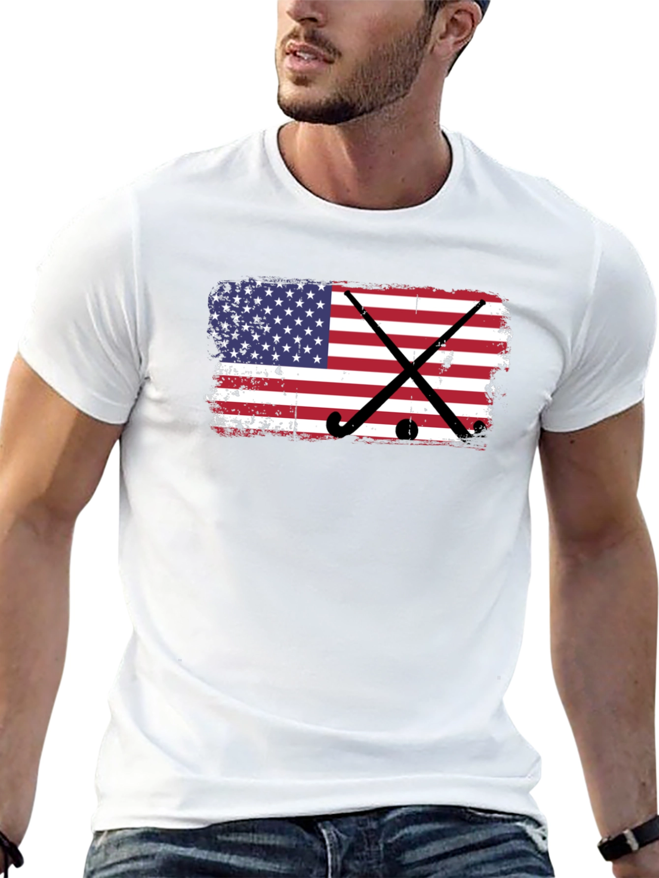 USA Flag Hockey Graphic T-Shirt