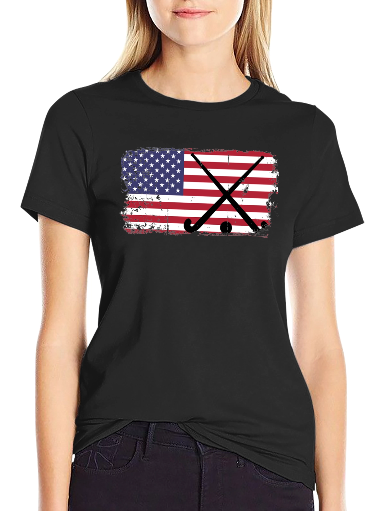 USA Flag Hockey Graphic T-Shirt