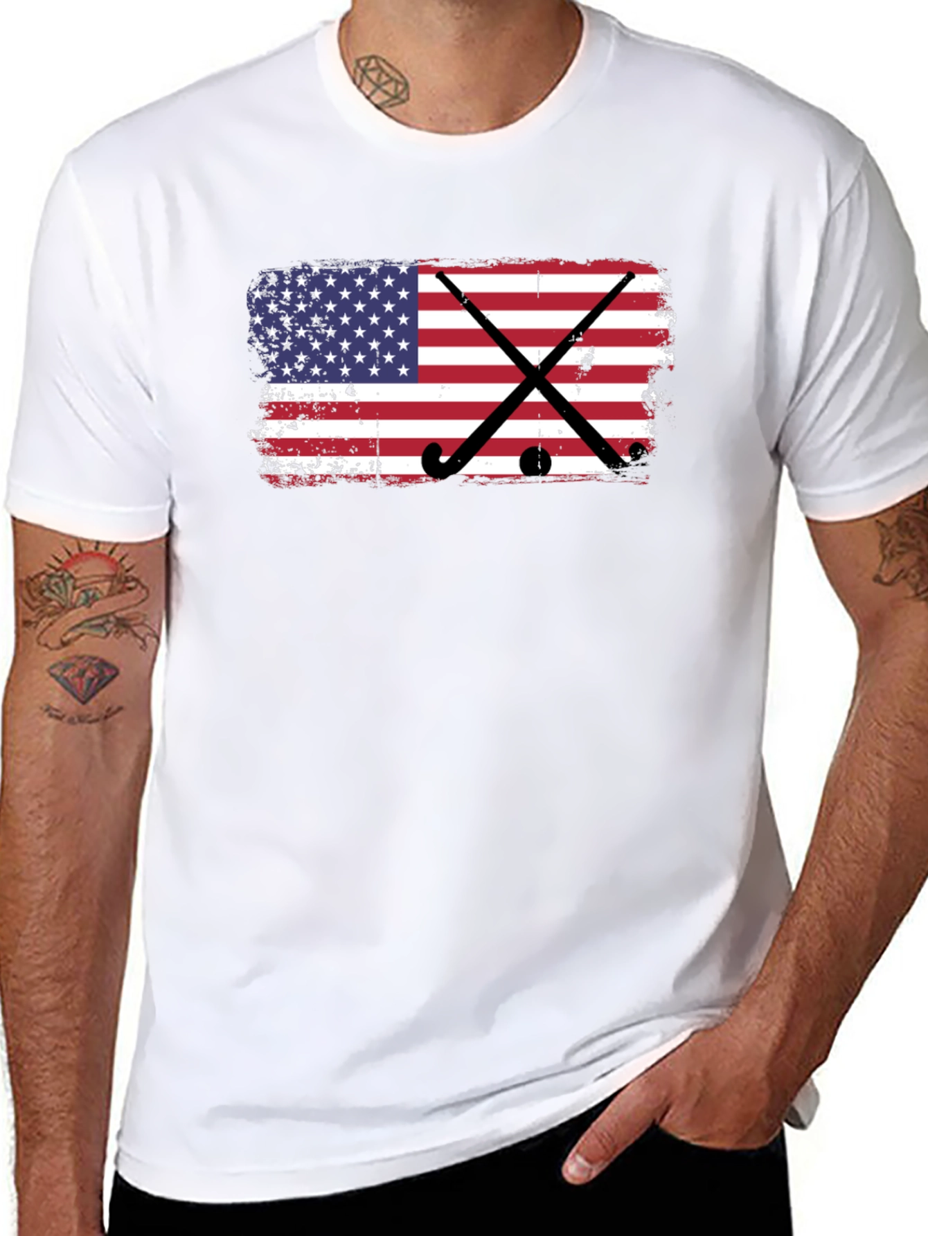 USA Flag Hockey Graphic T-Shirt