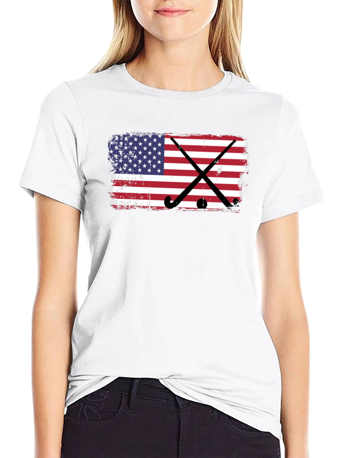 USA Flag Hockey Graphic T-Shirt