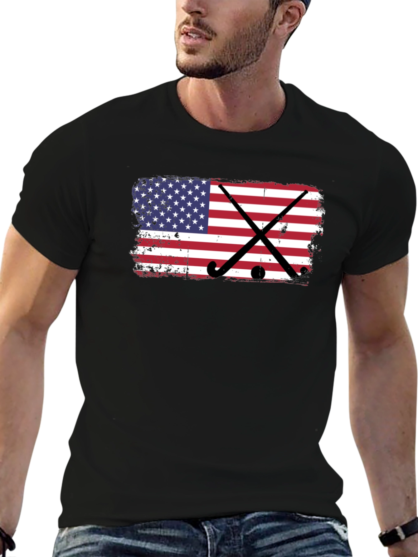USA Flag Hockey Graphic T-Shirt