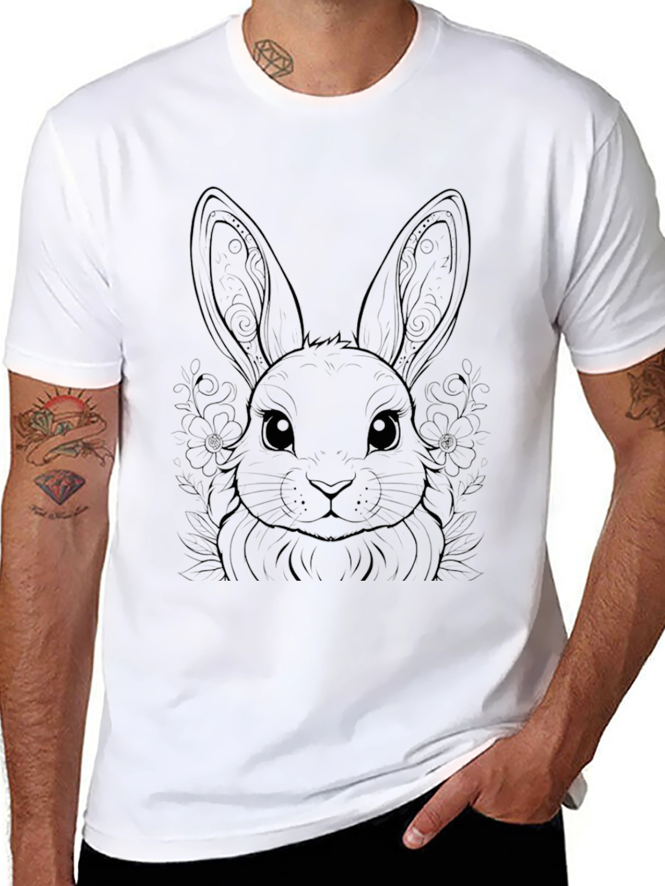 Rabbit Graphic Tee - Black Unisex T-Shirt