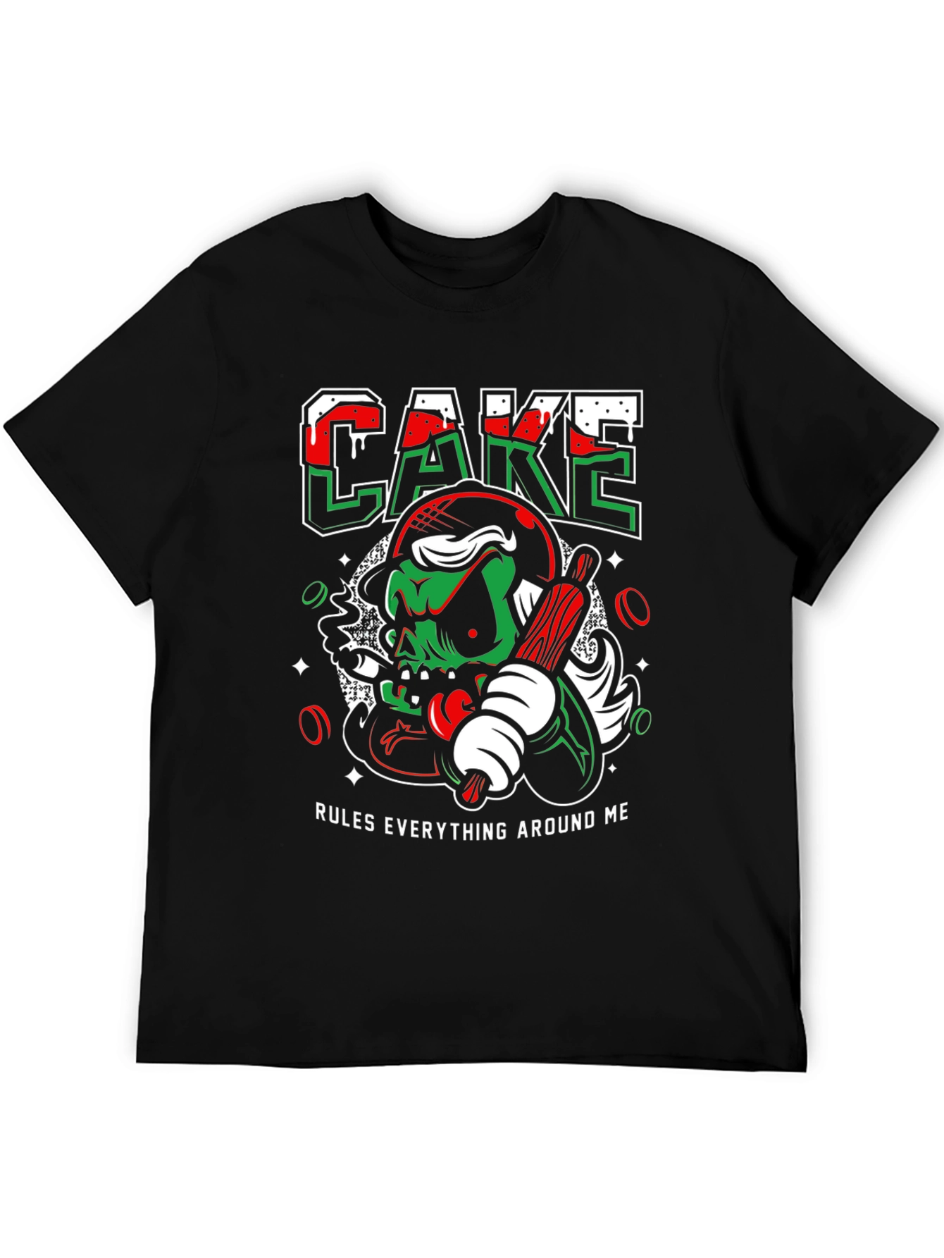 Cake Rules Mens Black Graphic Tee