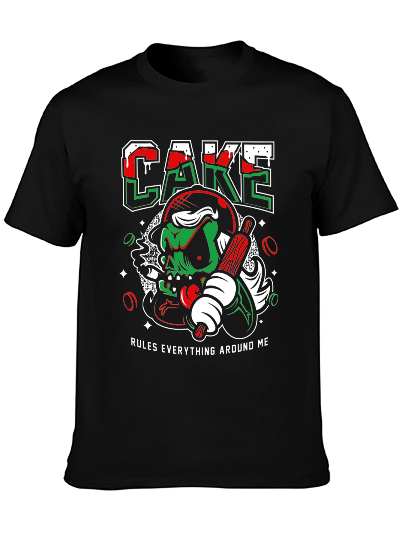 Cake Rules Mens Black Graphic Tee