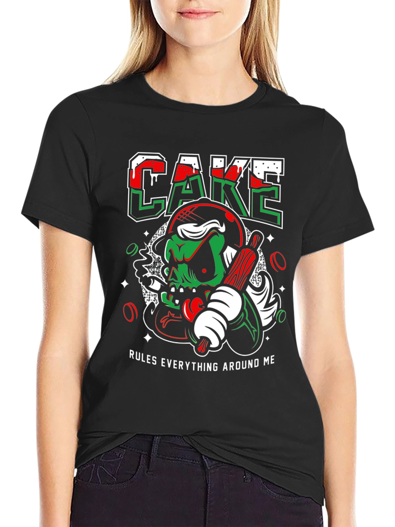 Cake Rules Mens Black Graphic Tee
