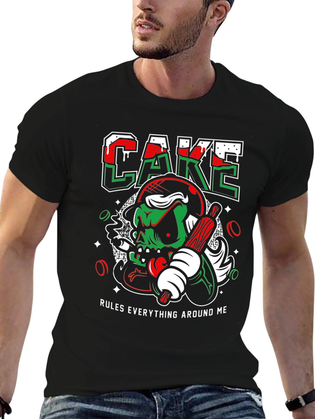 Cake Rules Mens Black Graphic Tee