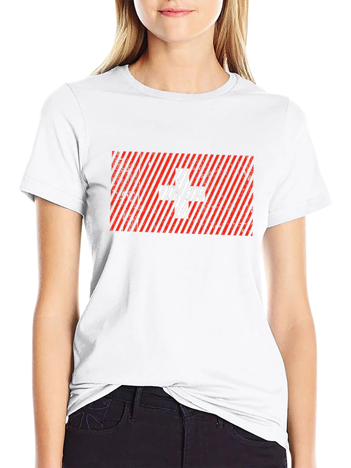 Swiss Flag Graphic Tee - Black Cotton Blend T-Shirt