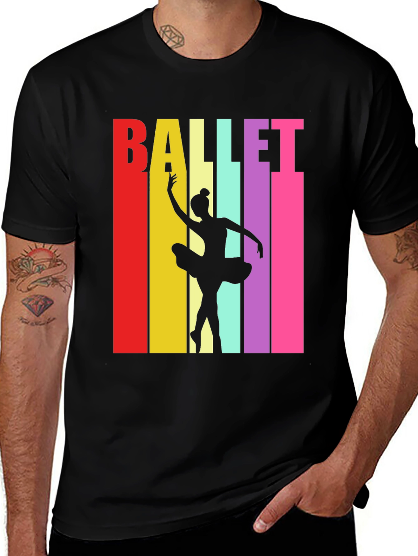 Retro Ballet Dancer T-Shirt - Black