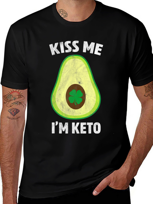 Kiss Me Im Keto T-Shirt - Avocado Clover Design