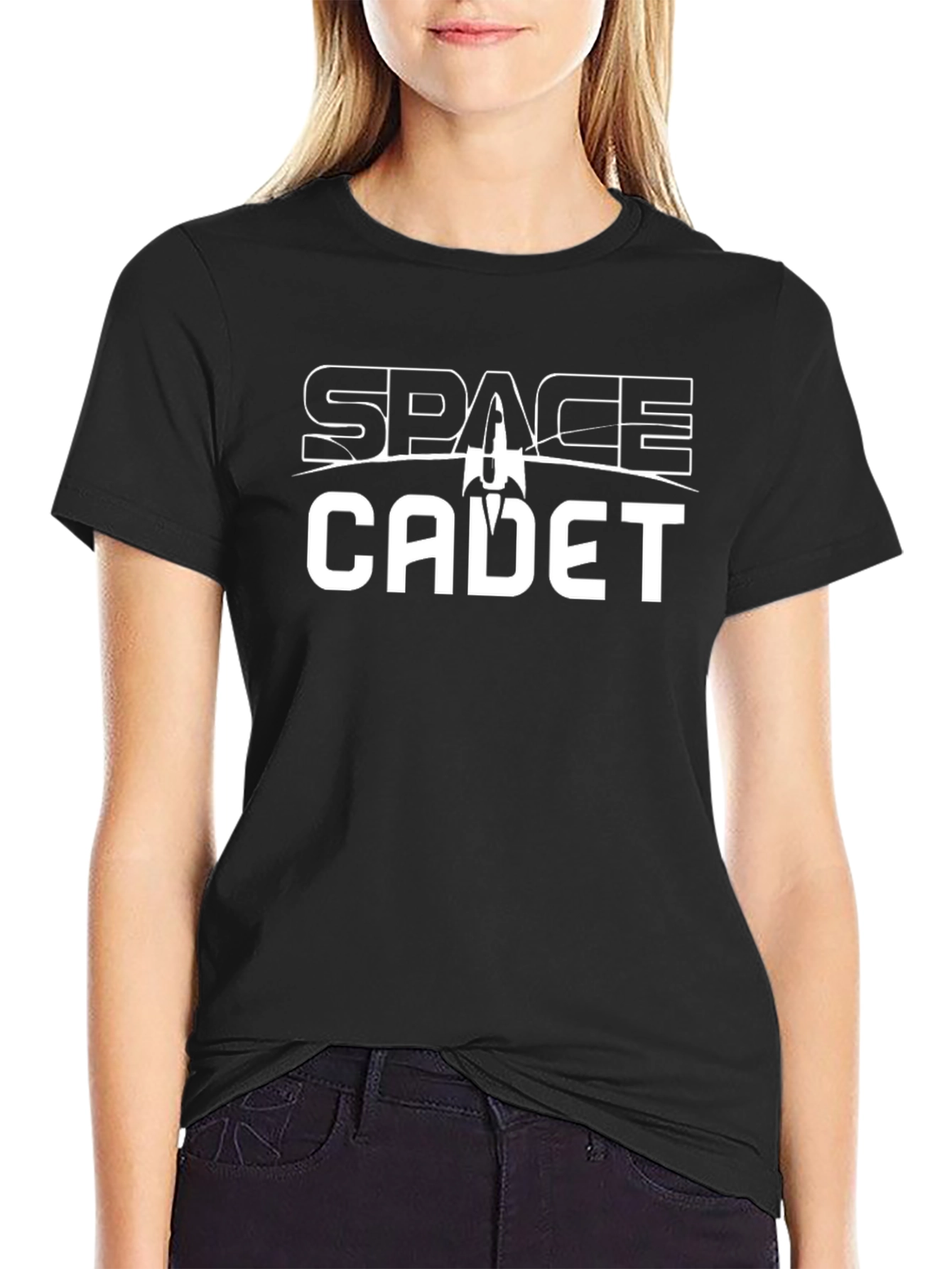Space Cadet Black T-Shirt - Retro Sci-Fi Style