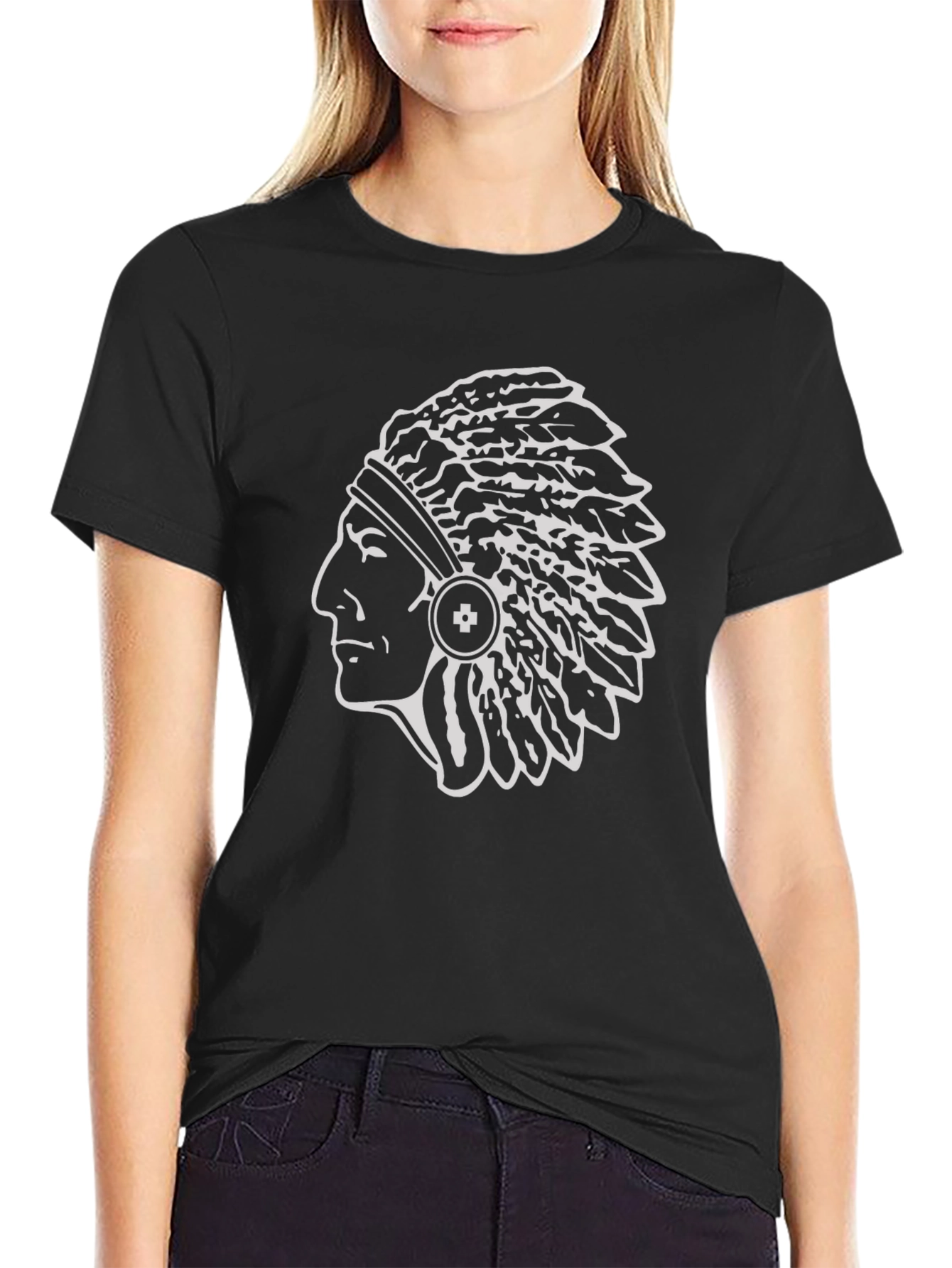 Chief Head T-Shirt - Black Cotton Graphic Tee