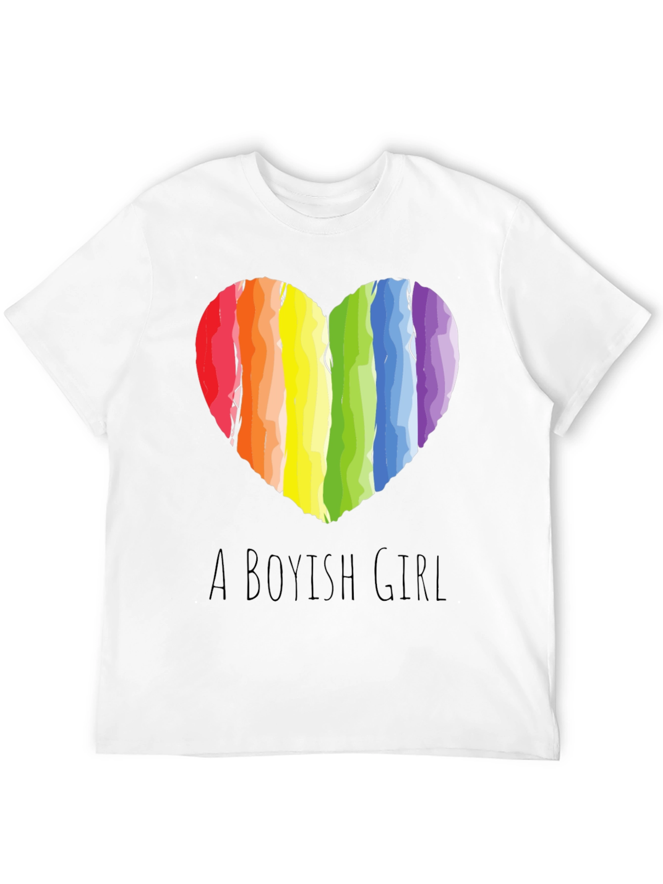 Boyish Girl Rainbow Heart Graphic Tee