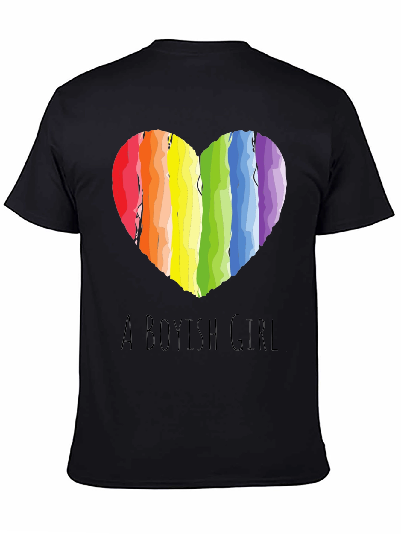 Boyish Girl Rainbow Heart Graphic Tee