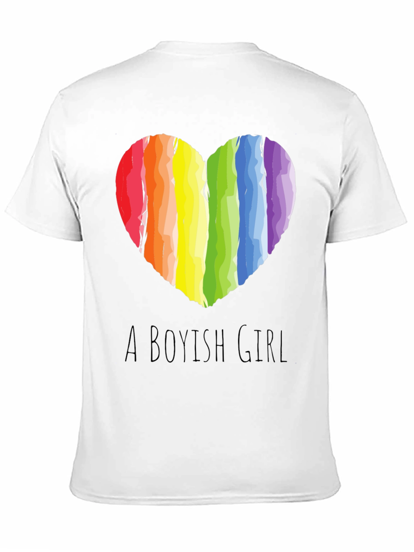 Boyish Girl Rainbow Heart Graphic Tee
