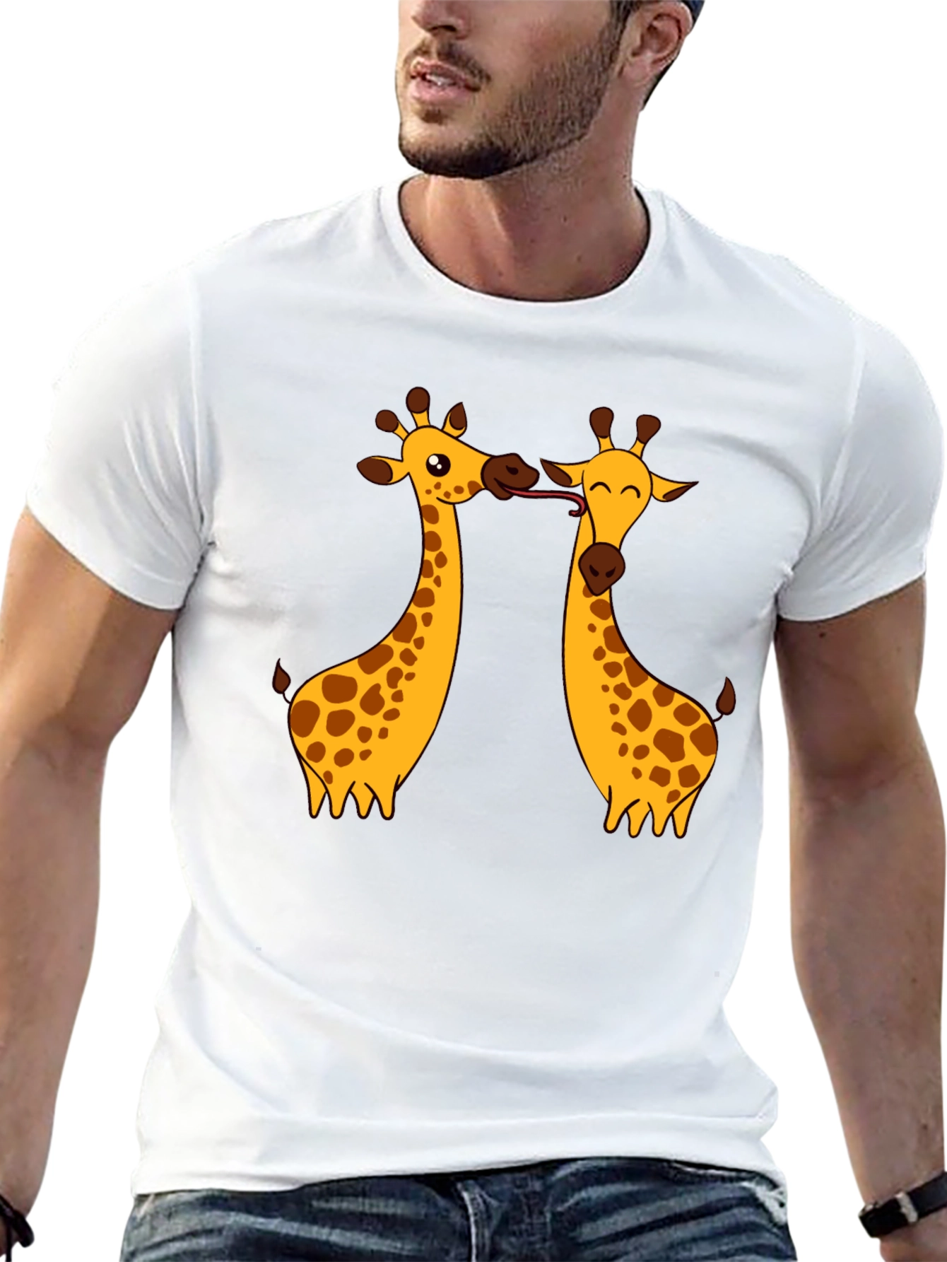 Giraffe Love Graphic Tee - Black T-Shirt