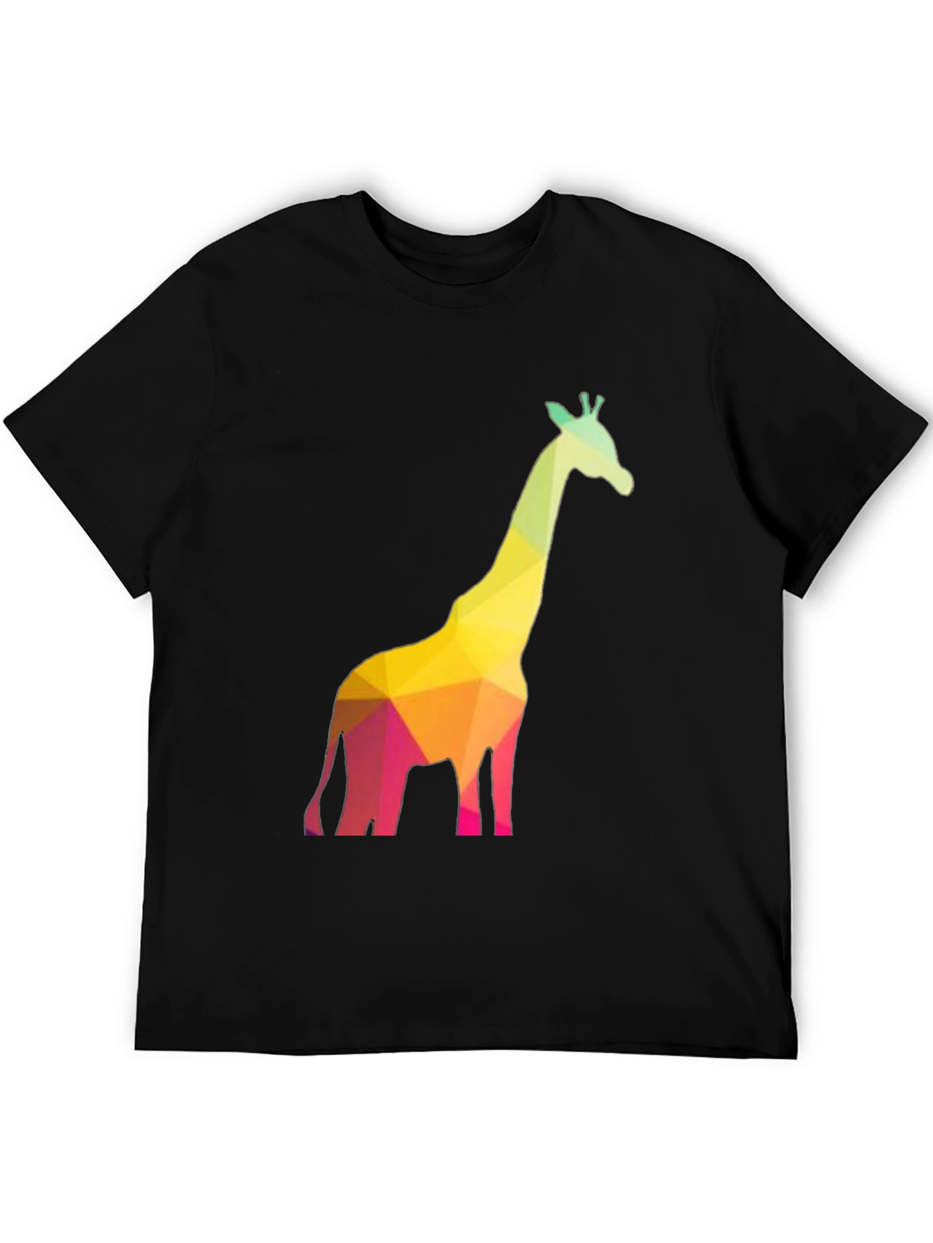 Geometric Giraffe Graphic Black T-Shirt