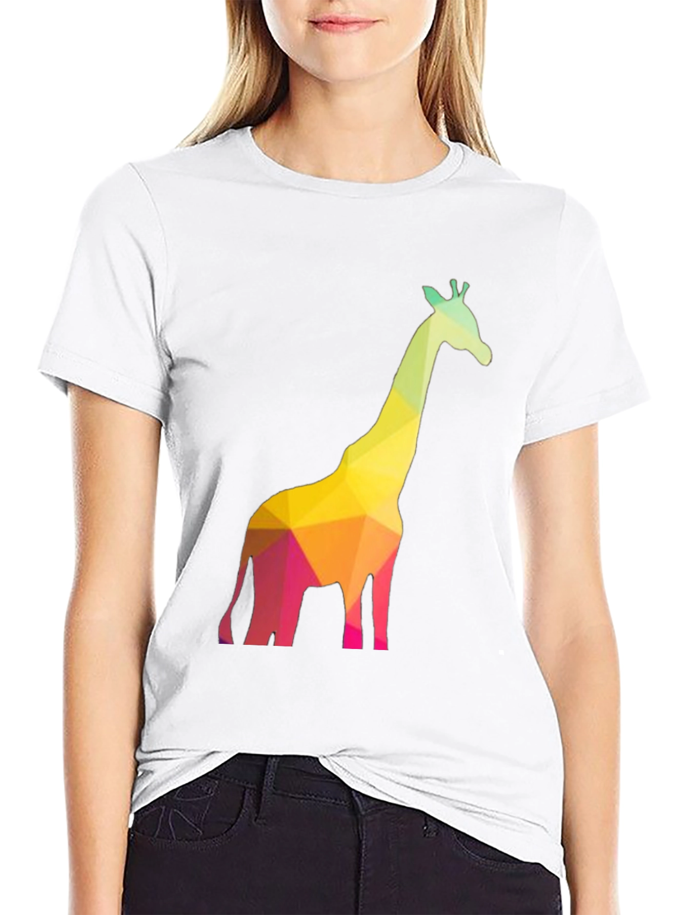 Geometric Giraffe Graphic Black T-Shirt