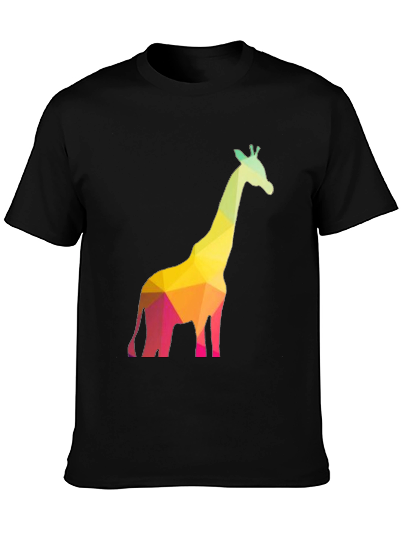 Geometric Giraffe Graphic Black T-Shirt