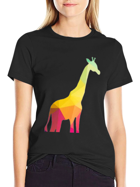 Geometric Giraffe Graphic Black T-Shirt