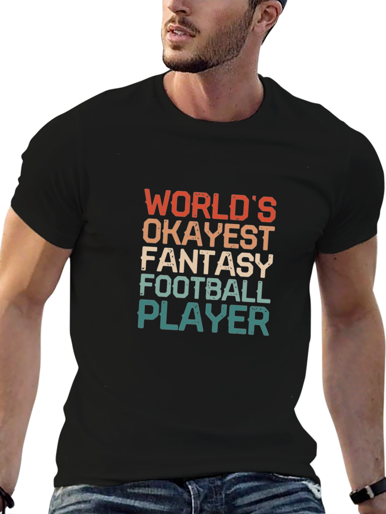 Worlds Okayest Fantasy Football Player Black T-Shirt