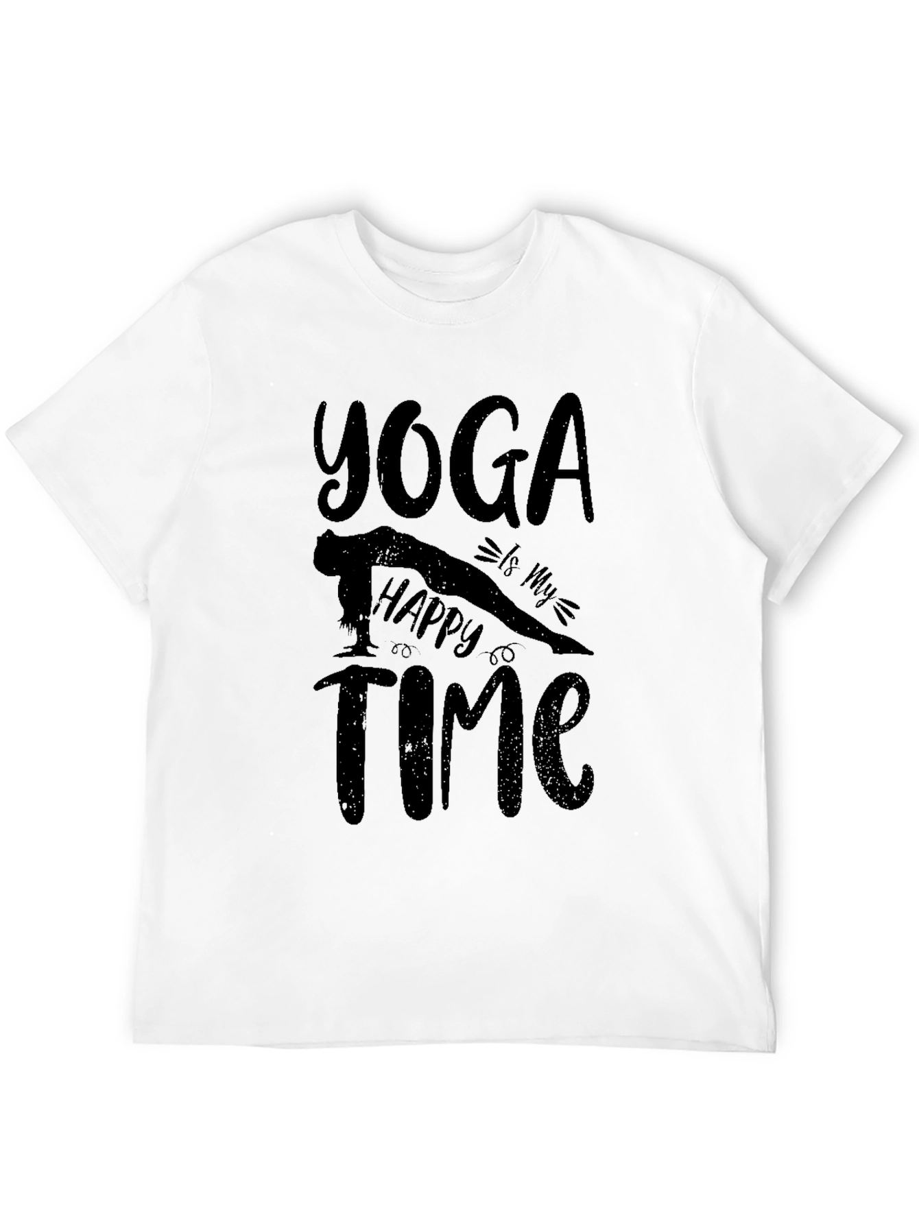 Yoga Is My Happy Time Black Graphic T-Shirt