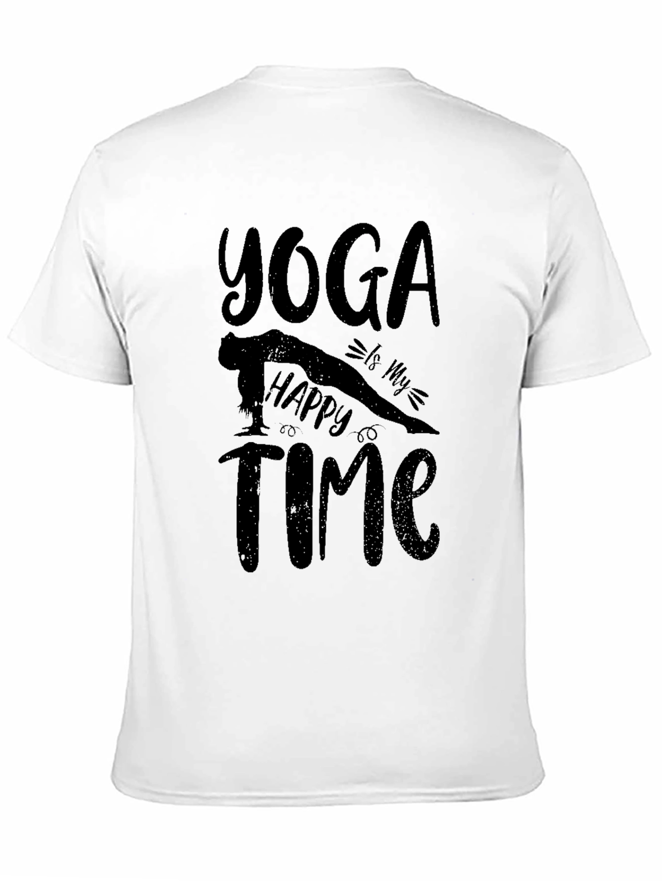 Yoga Is My Happy Time Black Graphic T-Shirt
