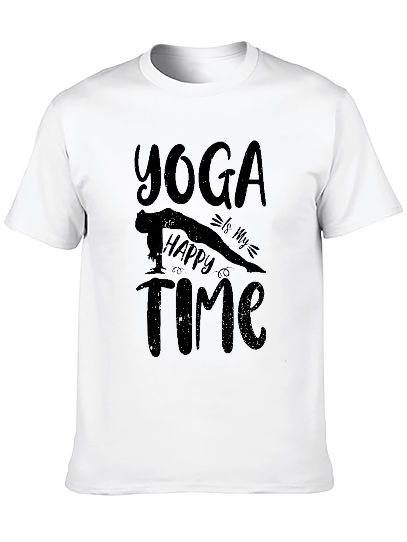Yoga Is My Happy Time Black Graphic T-Shirt
