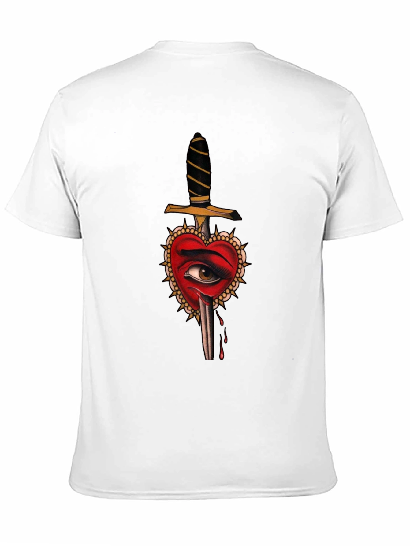 Heart Dagger Graphic Tee - Edgy Tattoo Style Shirt