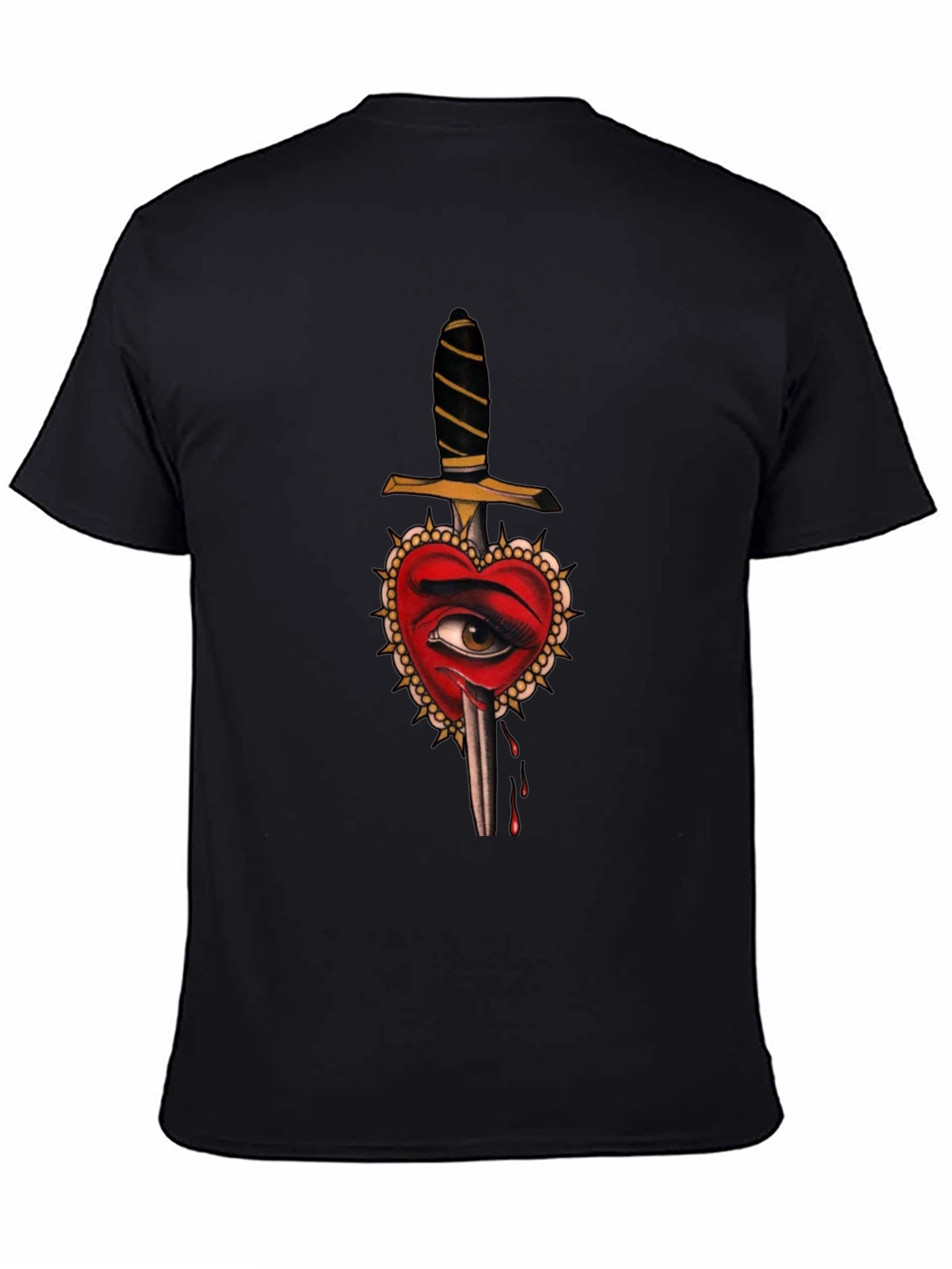 Heart Dagger Graphic Tee - Edgy Tattoo Style Shirt