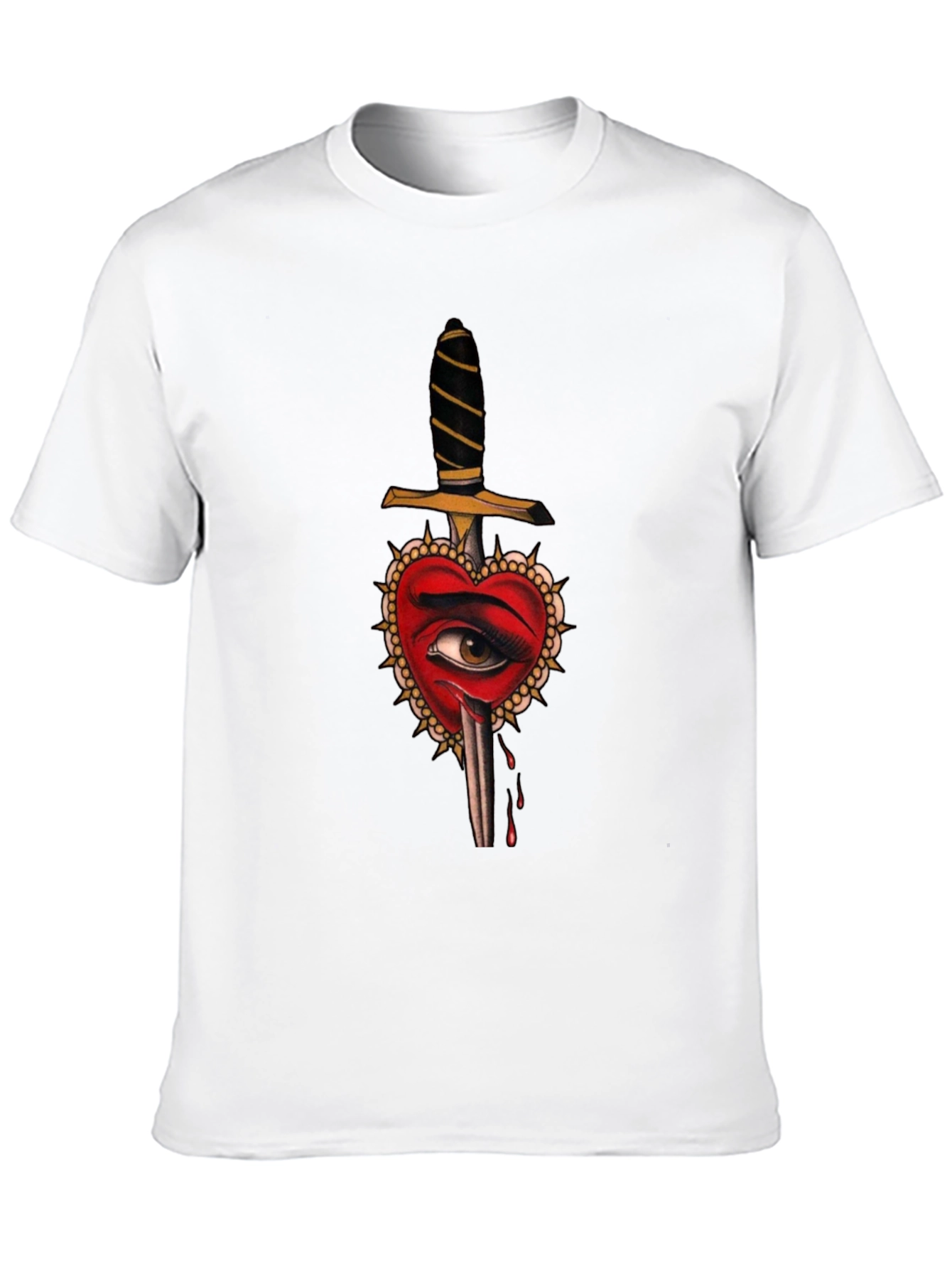 Heart Dagger Graphic Tee - Edgy Tattoo Style Shirt
