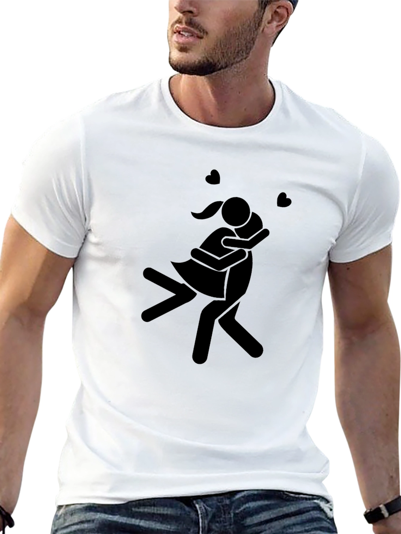 Couple Hugging Graphic Tee - Black Shirt