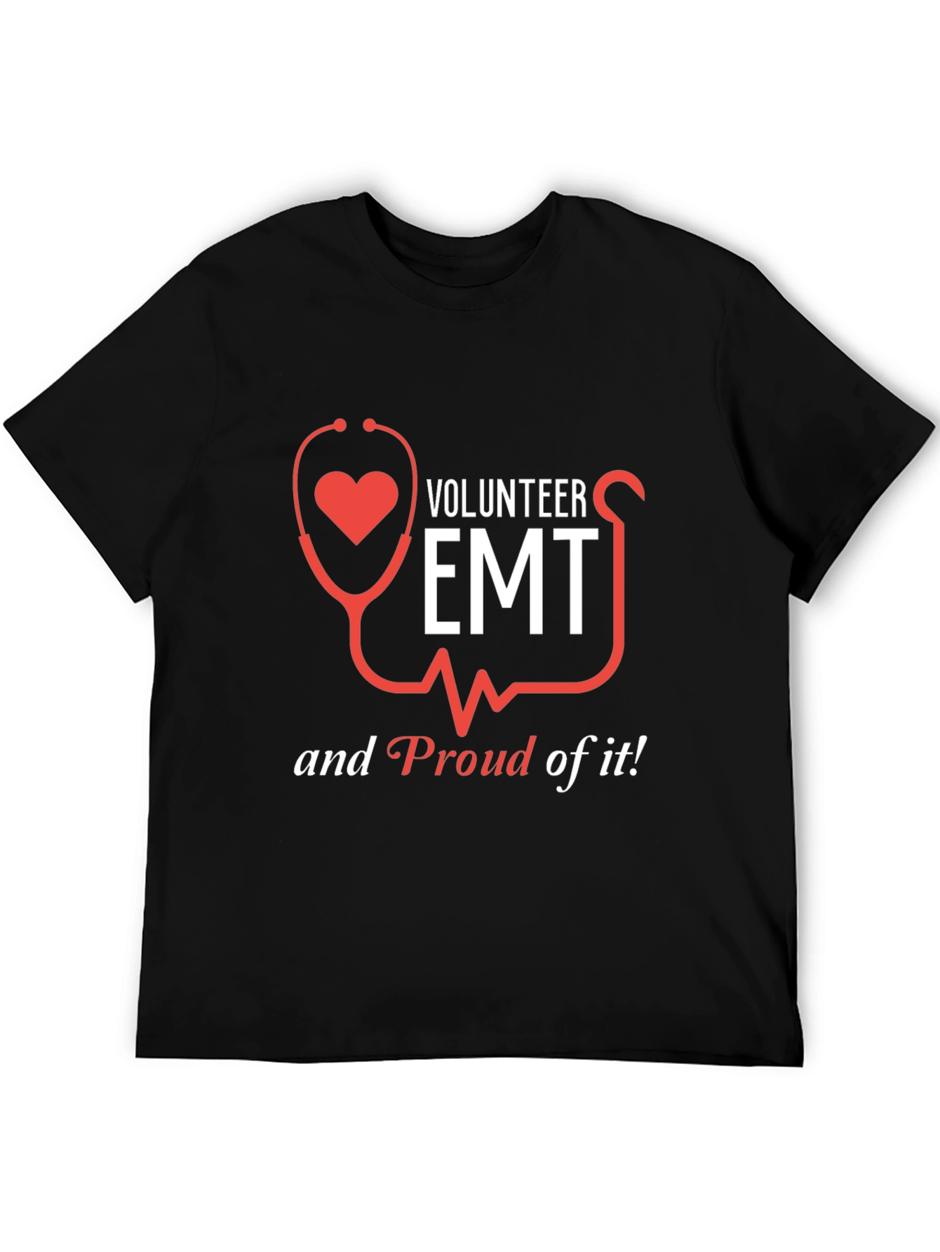 Volunteer EMT T-Shirt - Heart Stethoscope Design