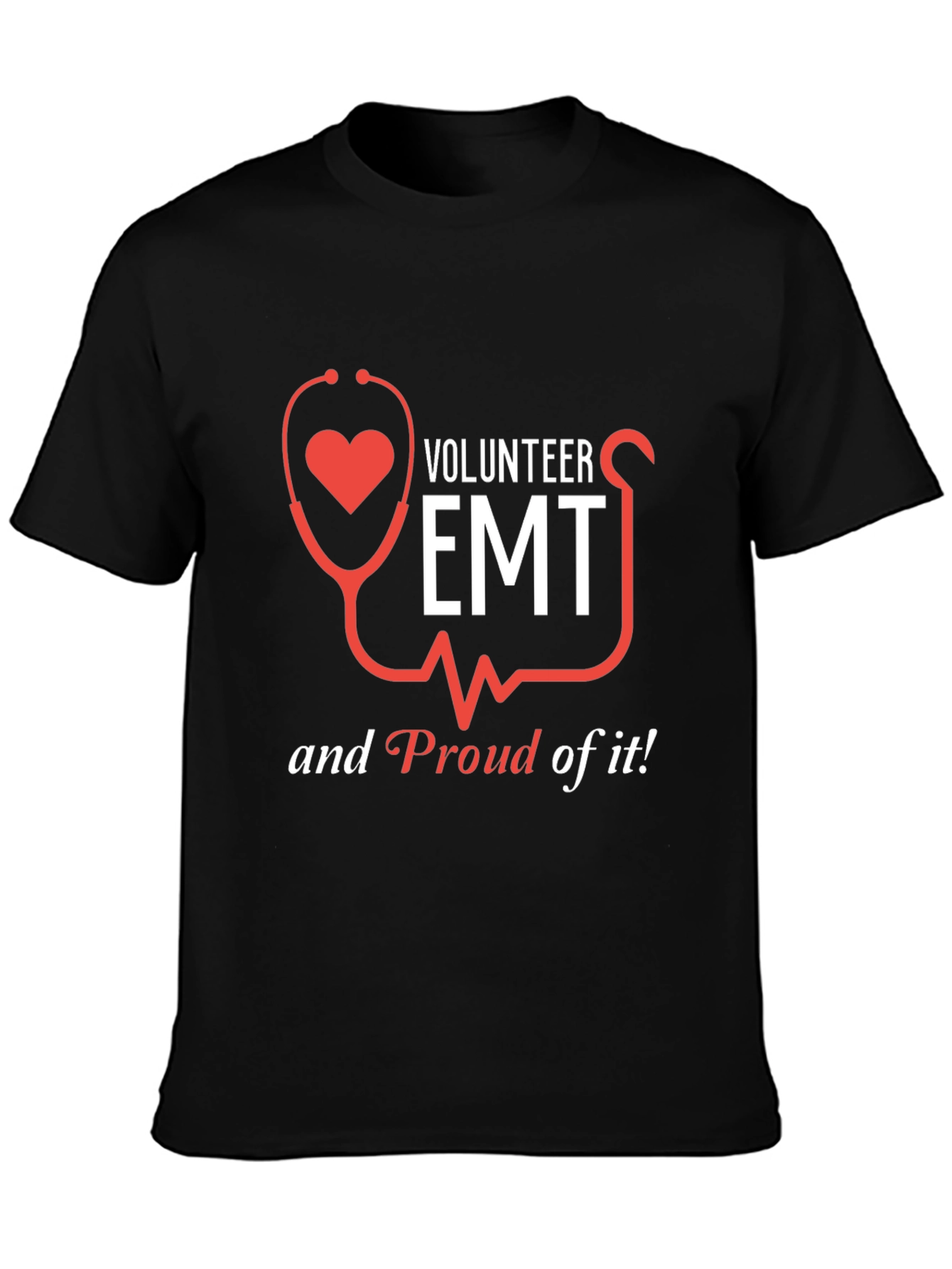Volunteer EMT T-Shirt - Heart Stethoscope Design