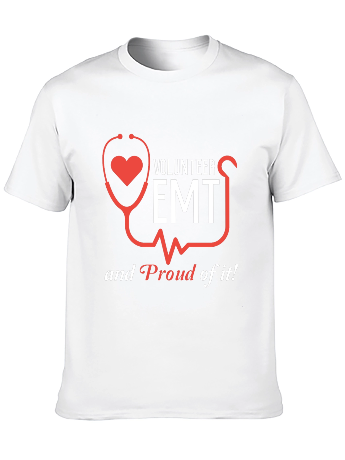 Volunteer EMT T-Shirt - Heart Stethoscope Design
